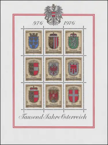 Block 4 1000 Jahre Österreich - Wappen der Bundesländer, postfrisch **