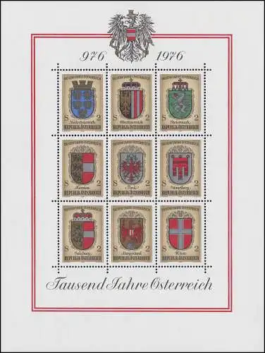 Block 4 1000 Jahre Österreich - Wappen der Bundesländer, **