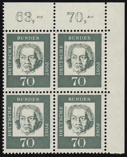 358b Bed. Deutsche 70 Pf Eck-Vbl. or ** postfrisch