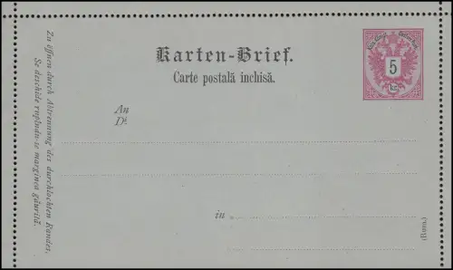 Autriche K 14 Double aigle gris 5 croiseur rose: roumain, **