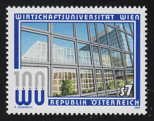 2264 100 J. Wirtschaftsuniversität Wien, Universitätsgebäude, 7 S postfrisch **