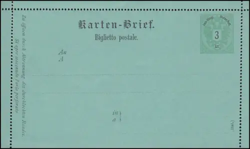 Österreich K 3a Doppeladler grün 3 Kreuzer grün: Italienisch, **