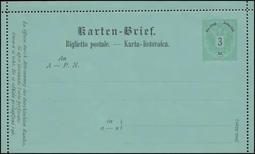 Österreich K 4a Doppeladler grün 3 Kreuzer grün: Italienisch-Illyrisch, **