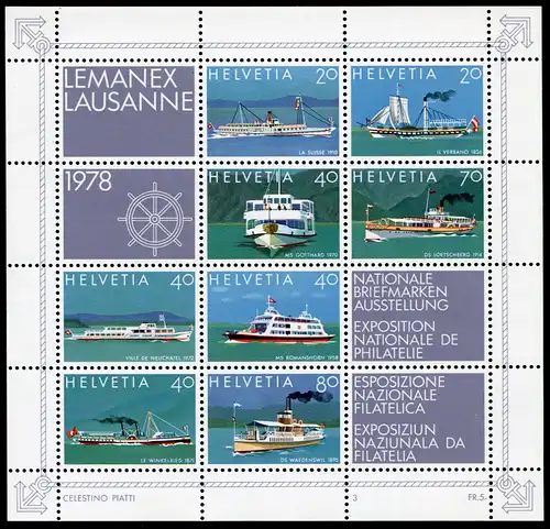 Suisse Bloc 23 Exposition des timbres LEMANEX Lausanne, frais de port **