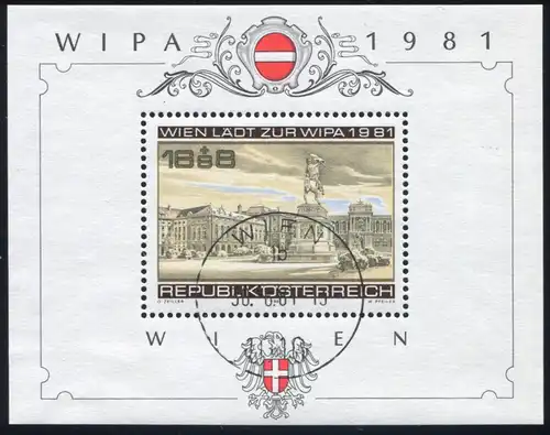 Bloc 5 Exposition des timbres WIPA Vienne 1981 avec triangle PLF II, VIENNE 30.6.81