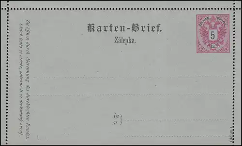 Österreich K 9 Doppeladler grau 5 Kreuzer rosa: Böhmisch, **