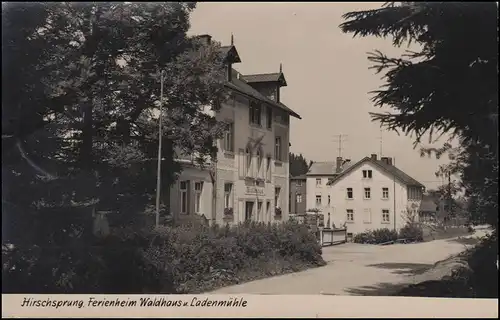 Landpost HIRSCHSPRUNG über KIPSDORF 6.4.63 auf Foto AK Ferienheim & Ladenmühle