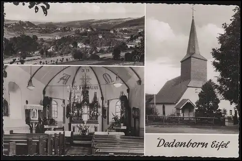 Landpost DEDENBORN über MONSCHAU 15.8.58 auf Orts Ansichten & Kirche Dedenborn
