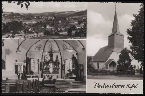 Le courrier de campagne DEDENBORN sur LUNAU 15.8.58 sur les lieux Vues & Eglise Dedenborn