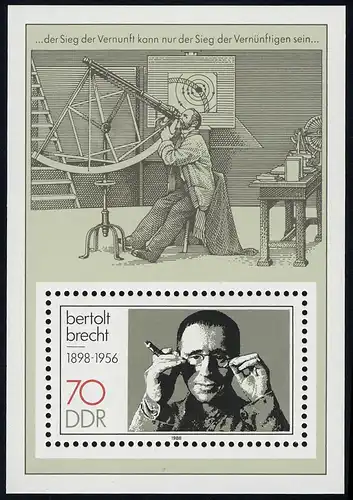 Bloc 91 Bertolt Brecht 1988, frais de port **