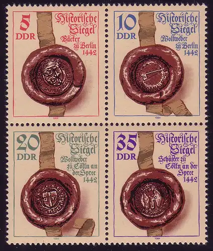 2884-2887 Siegel-Viererblock 1984, postfrisch