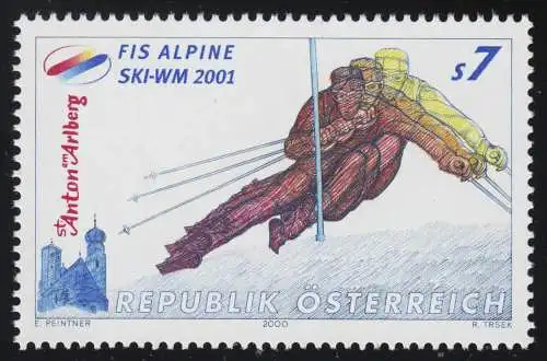 2335 Alpine Ski WM 2001, St. Anton am Arlberg, Skirennläufer, 7 S postfrisch **