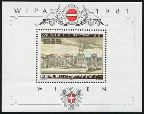 Autriche Bloc 5 Exposition des timbres WIPA Vienne 1981 avec triangle PLF II **