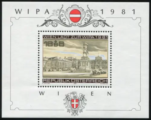 Österreich Block 5 Briefmarkenausstellung WIPA Wien 1981 mit PLF II Dreieck **