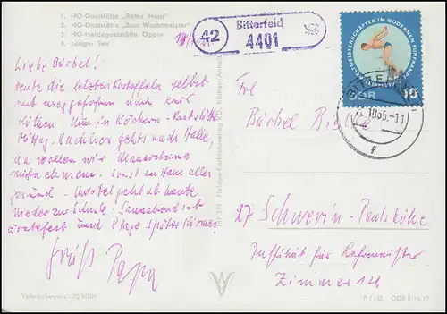 Landpost 42 BITTERFELD 4401 20.10.1965 auf Foto AK Gruss aus Dübener Heide 