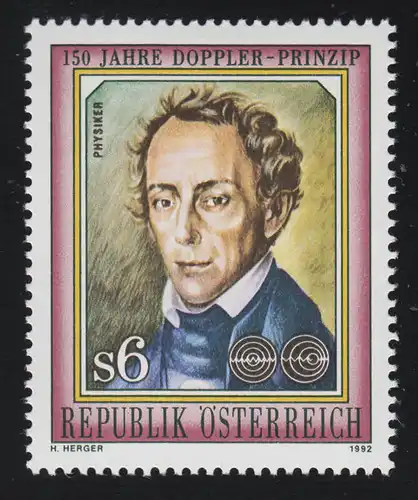 2057 Naturwissenschaftler Christian Doppler, Physiker, 6 S, postfrisch**