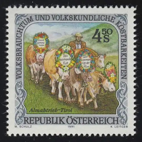 2041 Volksbrauchtum & Kostbarkeiten, Almabtrieb Tirol, 4.50 S, postfrisch **
