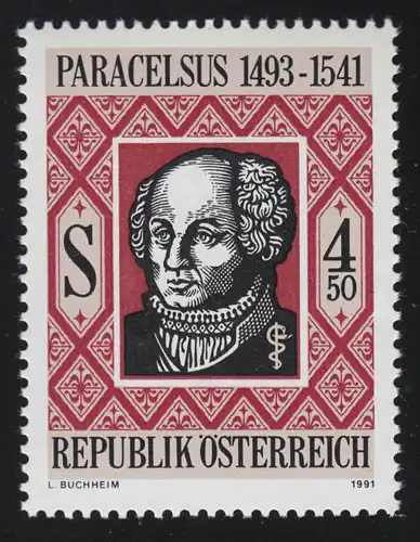 2038 450. Todestag Paracelsus, Arzt und Naturforscher, 4.50 S, postfrisch **