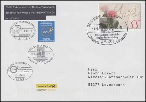 PSo 71 Rosengrüße Messe-Zudruck Essen Katzen, SSt Essen THEMATIKA 4.6.04