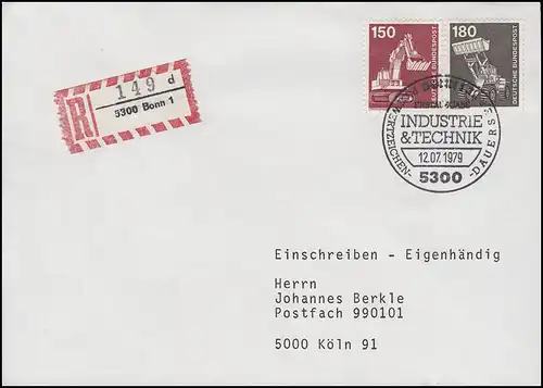 992-993 IuT Löffelbagger & Radlader, R-FDC ESSt Bonn 12.7.1979 + E-Schein