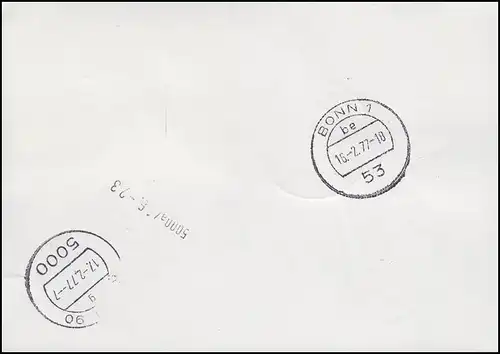 915 BuS Burg Eltz, Bloc 6 de la FDC-PK Essent Bonn Burgen & Châteaux 16.2.1977