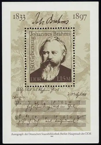 Bloc 69 Johannes Brahms 1983, frais de port