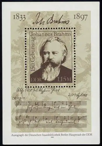 Block 69 Johannes Brahms 1983, postfrisch