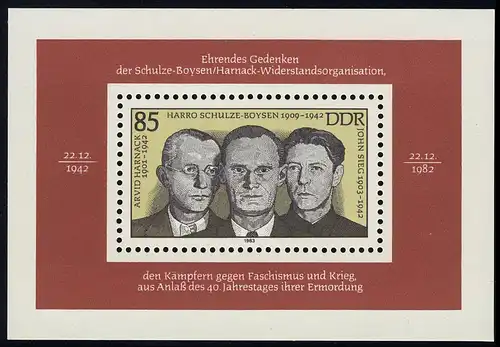 Block 70 Schulze-Boysen/Harnack 1983, postfrisch