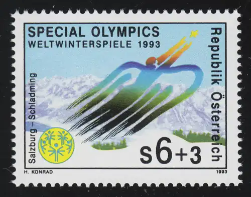 2091 Special Olymmpics Winter WM der Behinderten Emblem, 6 S + 3 S postfrisch **