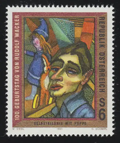 2103 100. Geburtstag Rudolf Wacker, Selbstbildnis mit Puppe, 6 S, postfrisch **