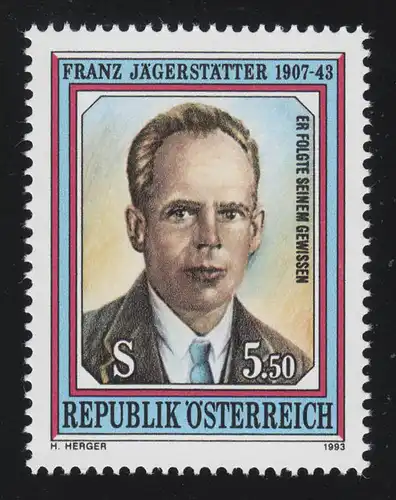 2105 Mort, Franz Jägerstätter, Résistant, 5.50 S, frais de port **