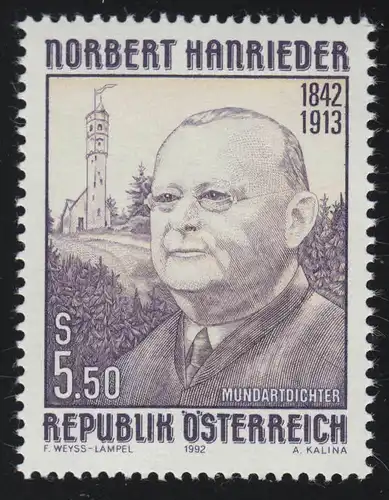 2061 Geburtstag Norbert Hanrieder, Mundartdichter, 5.50 S, postfrisch **