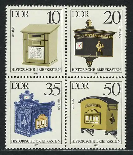 2924-2927 Briefkästen-Viererblock 1985, postfrisch