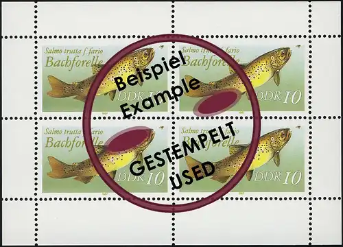 3096I Petite feuille de truite avec année 1987, cachet quotidien O