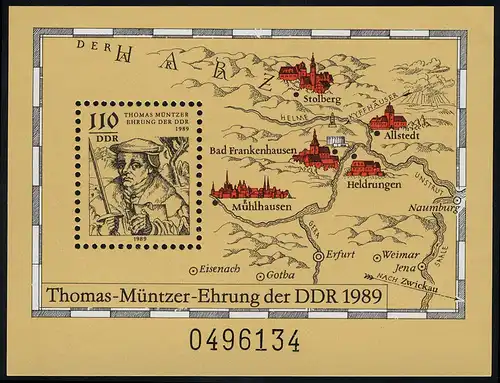 Block 97 Thomas Müntzer 1989, postfrisch