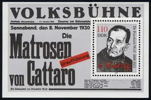 Bloc 96 BUCHE Frédéric Wolf 1988, frais de port