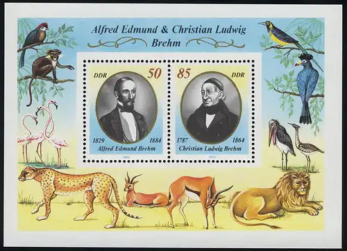 Block 98 Alfred und Christian Brehm 1989, postfrisch