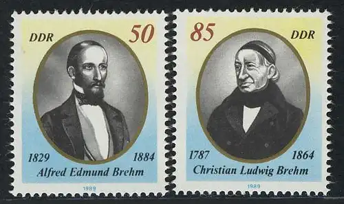 3256-3257 Einzelmarken aus Block 98 Brehm 1989, Satz **