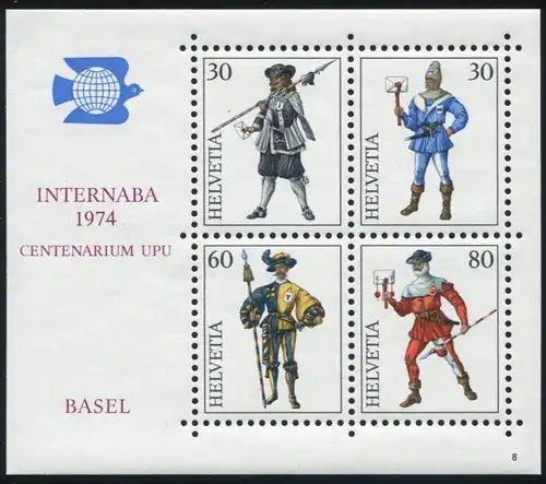 Schweiz Block 22 Briefmarkenausstellung INTERNABA Basel, postfrisch **