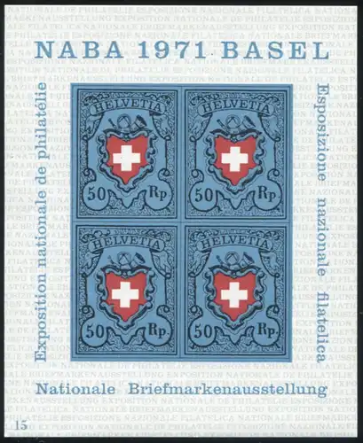 Suisse Block 21 Exposition des timbres NABA Basel frais de port **