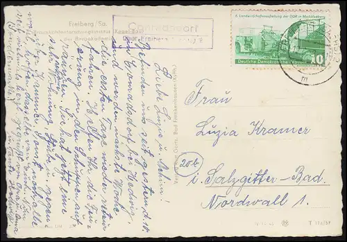Landpost CONRADSDORF über FREIBERG (Sachsen) 12.6.53 auf Foto AK Bergakademie 