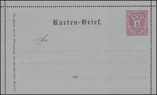 Österreich K 8 Doppeladler grau 5 Kreuzer rosa: Deutsch, **