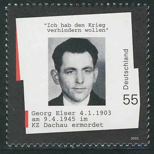 2310 Widerstandskämpfer Georg Elser, 10 Einzelmarken, alle ** postfrisch