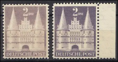 98I Bauten 2 DM: Set mit 2 verschiedenen Farbtönungen, beide ** postfrisch