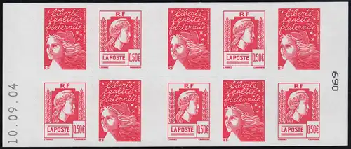 Carnets de marques 3558BcII+365 Marianne Luquet et d'Alger, date d ' impression 10.09.04 **