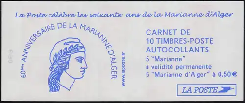 Carnets de marques 3558BcII+365 Marianne Luquet et d'Alger, date d ' impression 10.09.04 **