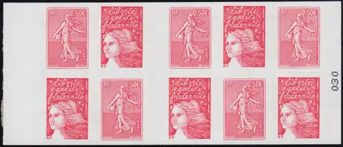 Carnets de marque 3558BcI+3761 Marianne Luquet et semeur, autocollant, **