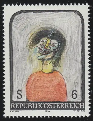 2140 Moderne Kunst in Österreich(XX), Kopf, Gemälde Franz Ringel, 6 S **