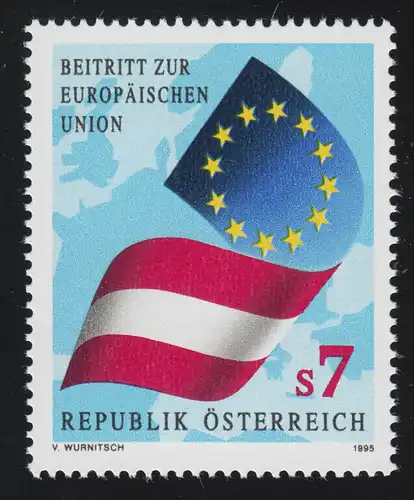 2146 Adhésion de l'Autriche à l ' UE, drapeaux UE & Autriche, carte, 7 p. **