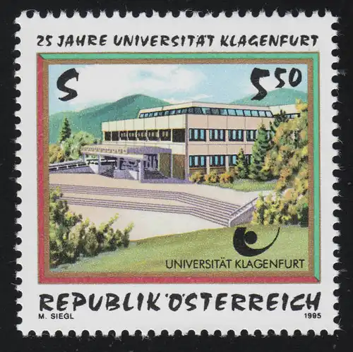 2171 25 ans Université de Klagenfurt, bâtiment universitaire, 5.50 S, frais de port **